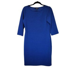 Sharagano Women's Petite Size 10P Blue Long Sleeve Boat Neck Dress 1263